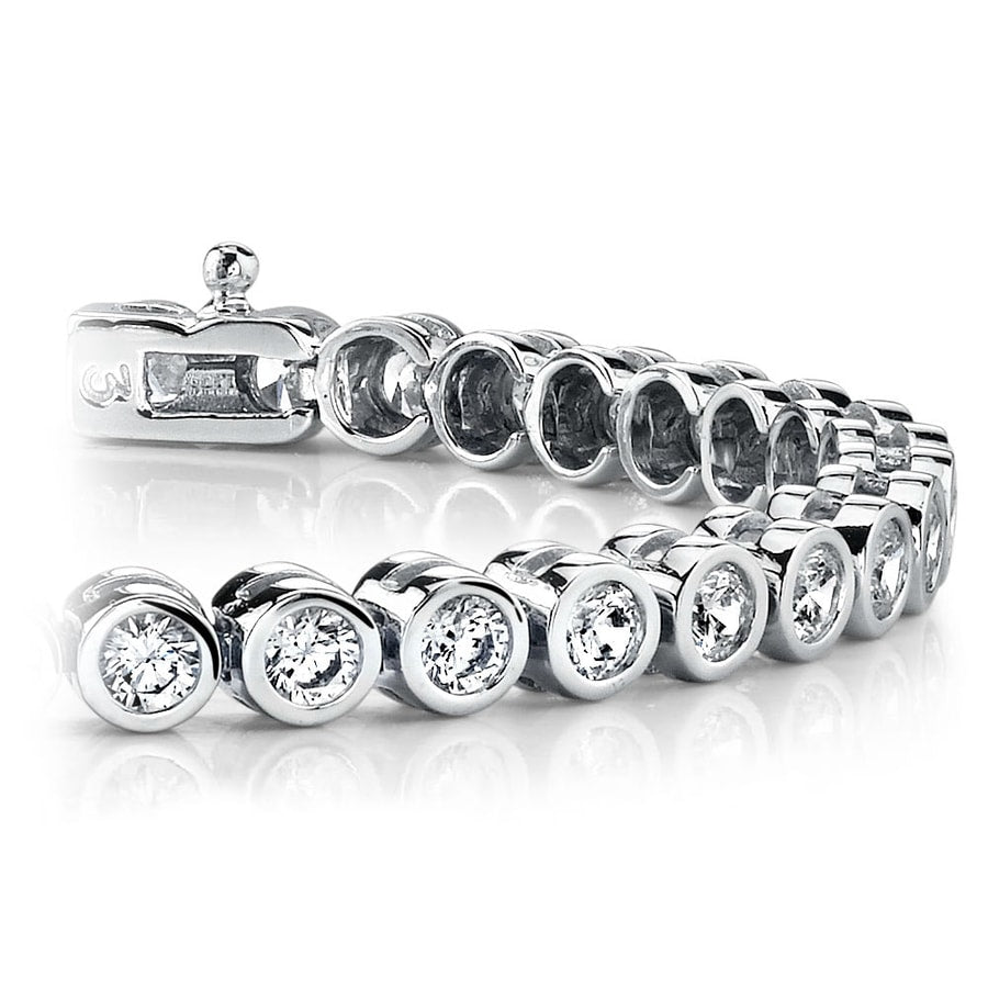 Round Bezel Set Diamond Tennis Bracelet In White Gold (2 Ctw)