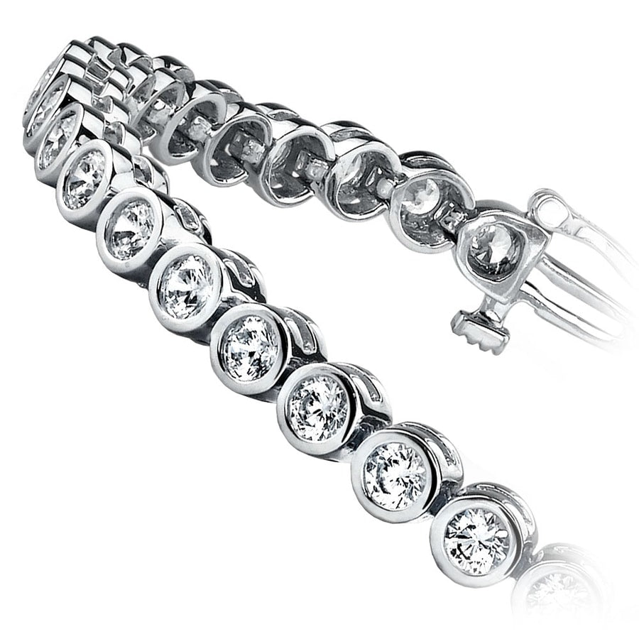 Round Bezel Set Diamond Tennis Bracelet In White Gold (2 Ctw)