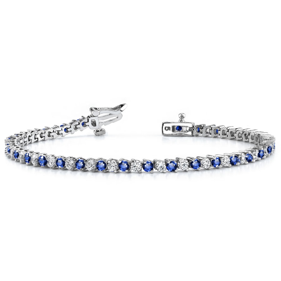 Diamond And Sapphire Bracelet In White Gold - Illusion Design