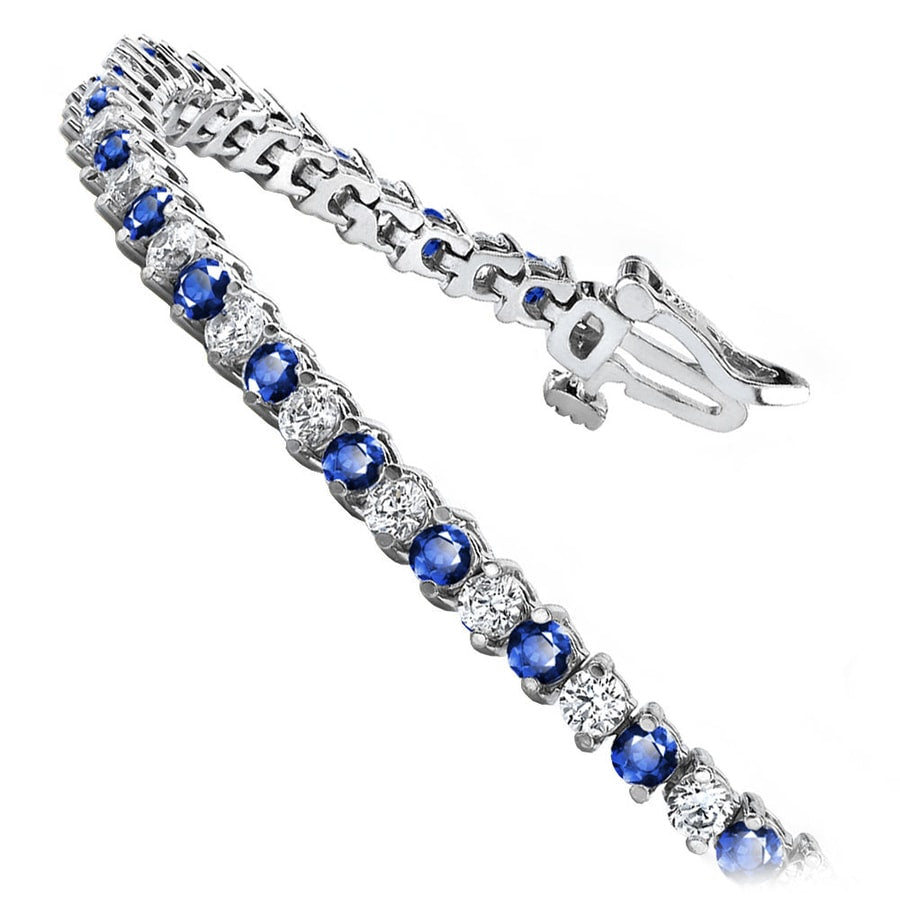 Diamond And Sapphire Bracelet In White Gold - Illusion Design
