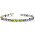 Peridot Gemstone And Diamond Bracelet In White Gold