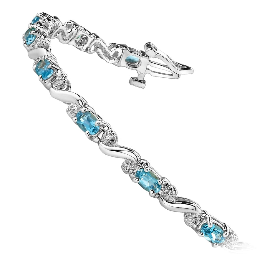 Blue Topaz Bracelet In White Gold With Diamond Accents