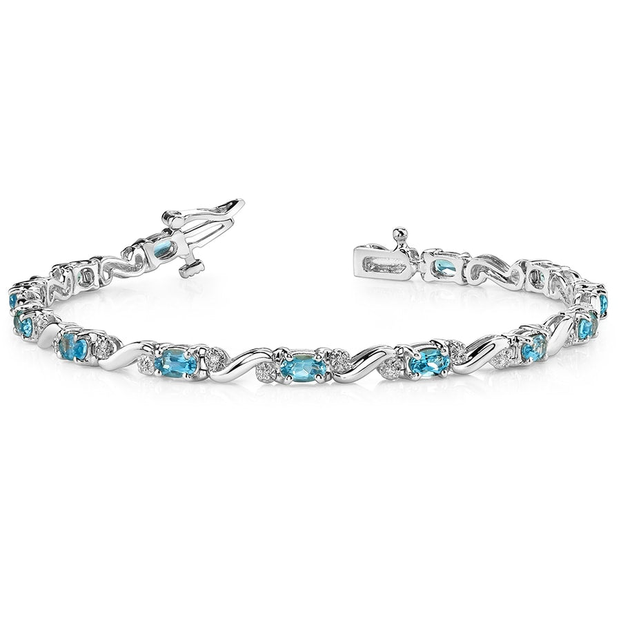 Blue Topaz Bracelet In White Gold With Diamond Accents