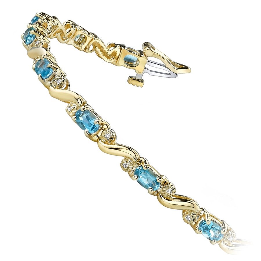 Blue Topaz Bracelet In Yellow Gold With Diamonds (4 Ctw)
