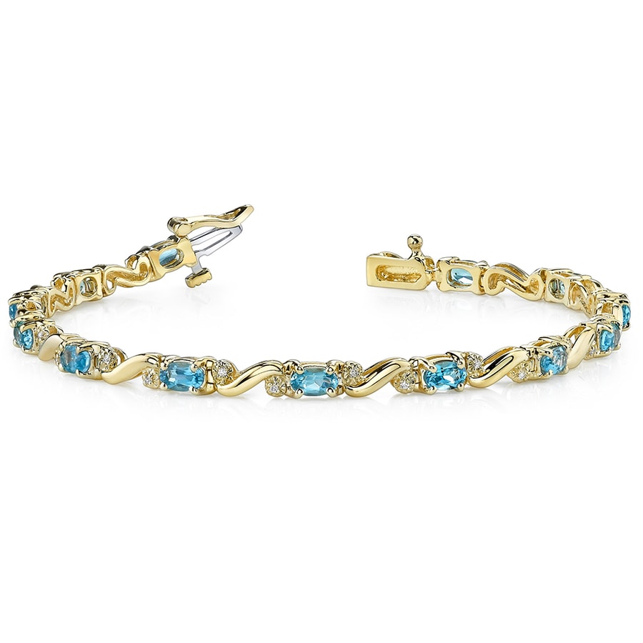 Blue Topaz Bracelet In Yellow Gold With Diamonds (4 Ctw)