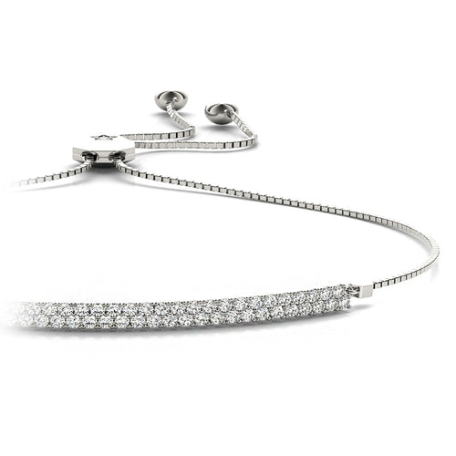 Adjustable 0.50 Carat Double Row Diamond Bracelet in White Gold