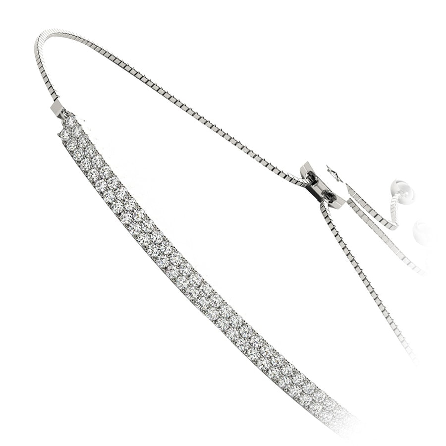Adjustable 0.50 Carat Double Row Diamond Bracelet in White Gold