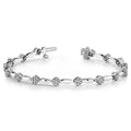 Diamond Flower Tennis Bracelet In White Gold (1 1/2 Ctw)