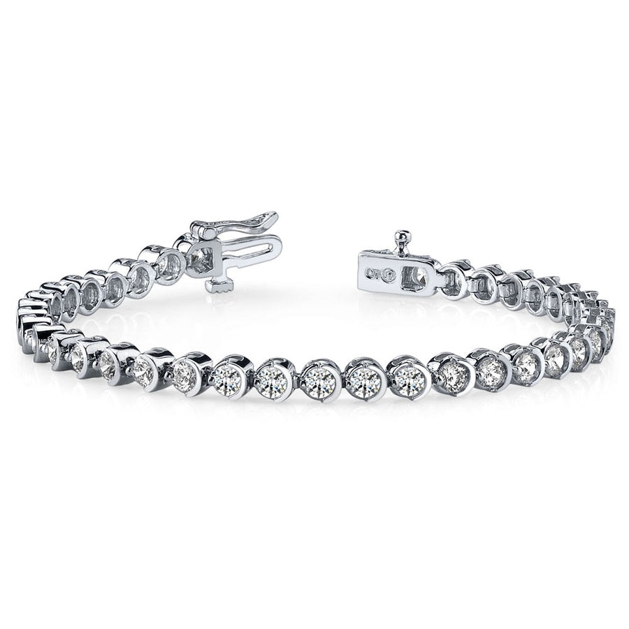 Half Bezel Set Diamond Bracelet In White Gold (One Carat)