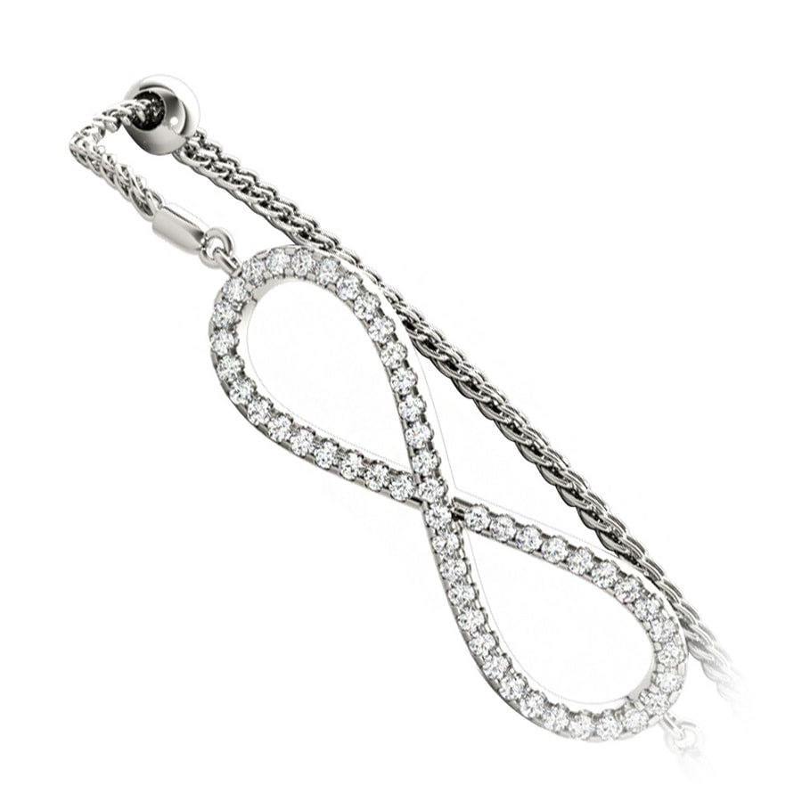 0.50 Carat White Gold Diamond Infinity Bracelet - Adjustable