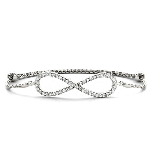 0.50 Carat White Gold Diamond Infinity Bracelet - Adjustable