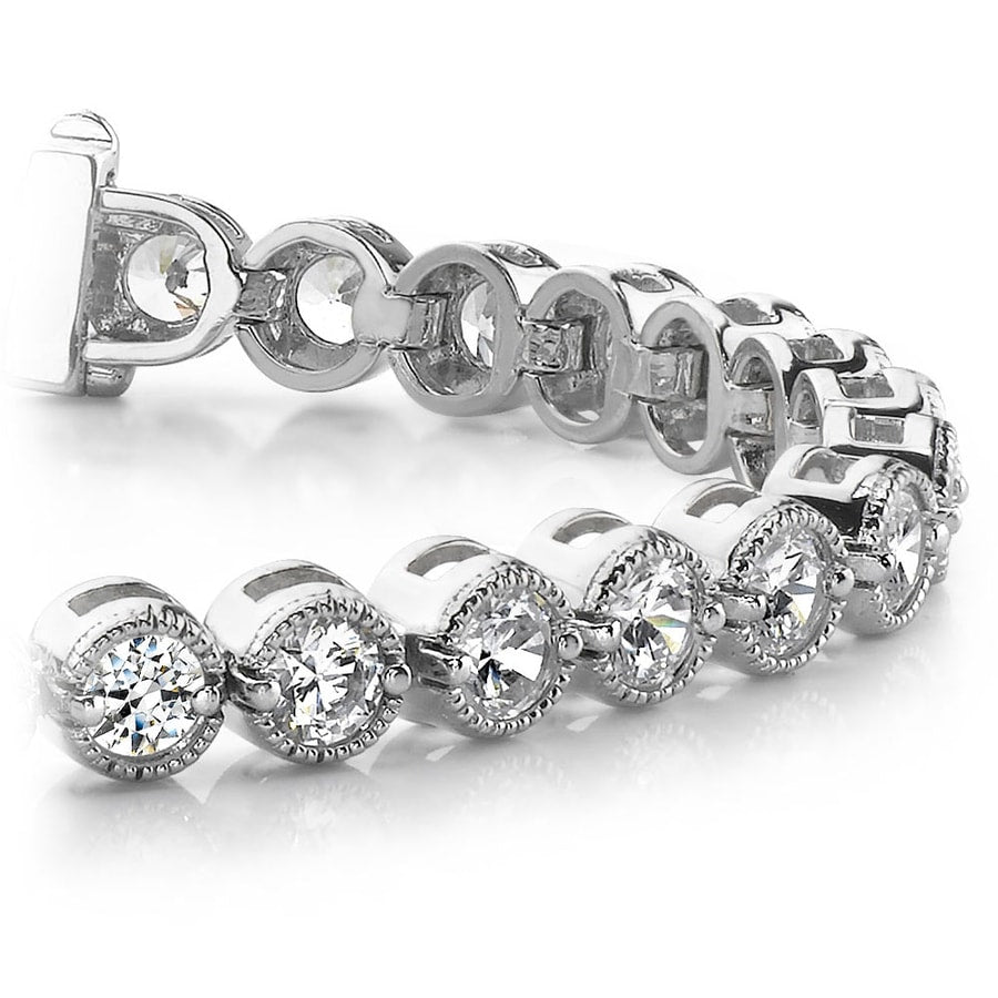 Milgrain Bezel Diamond Bracelet in White Gold (2 ctw)