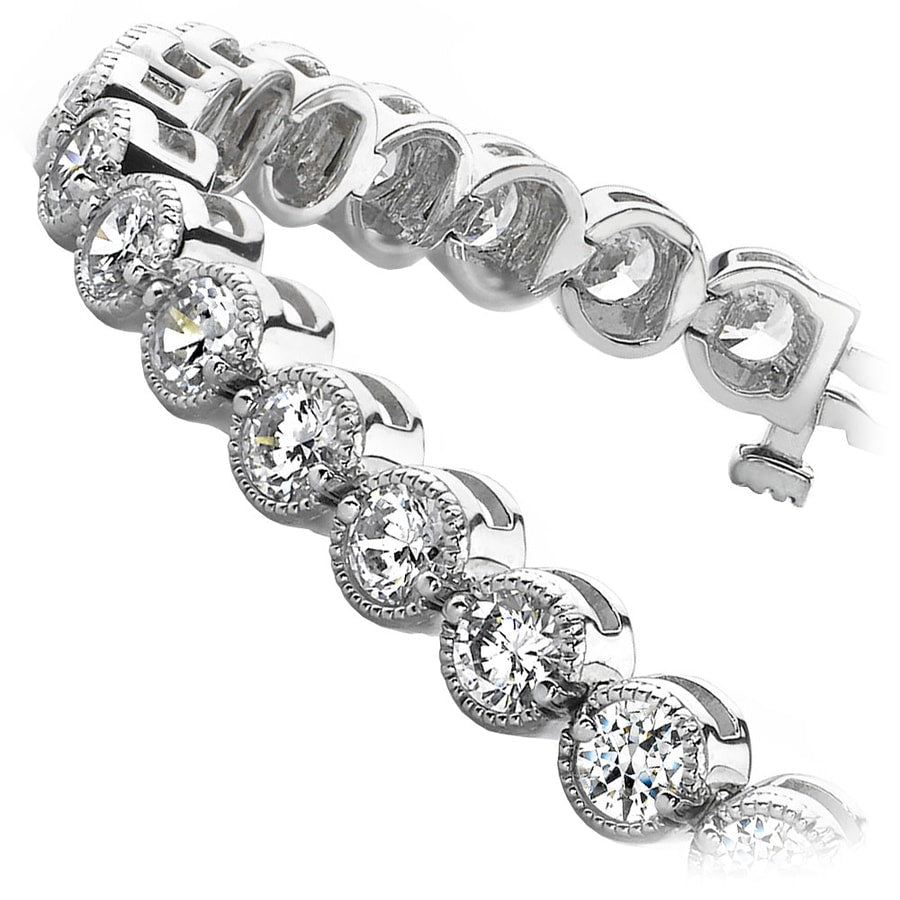 Milgrain Bezel Diamond Bracelet in White Gold (2 ctw)