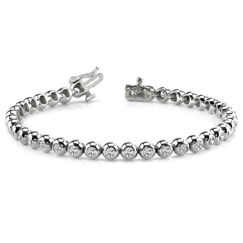Bezel Diamond Bracelet In White Gold With A Modern Design (1 Ctw)
