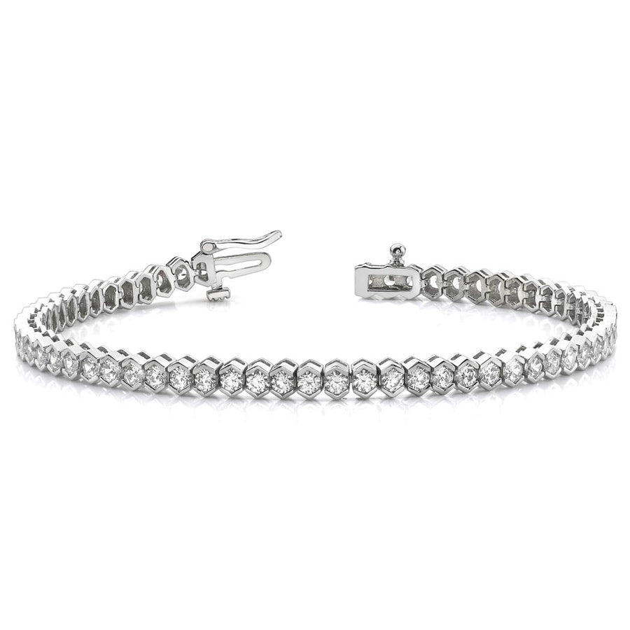 Half Bezel Diamond Tennis Bracelet In White Gold (2 Ctw)