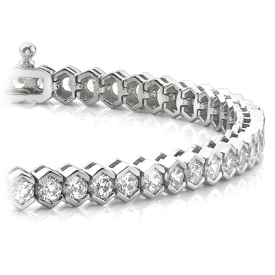 Half Bezel Diamond Tennis Bracelet In White Gold (2 Ctw)