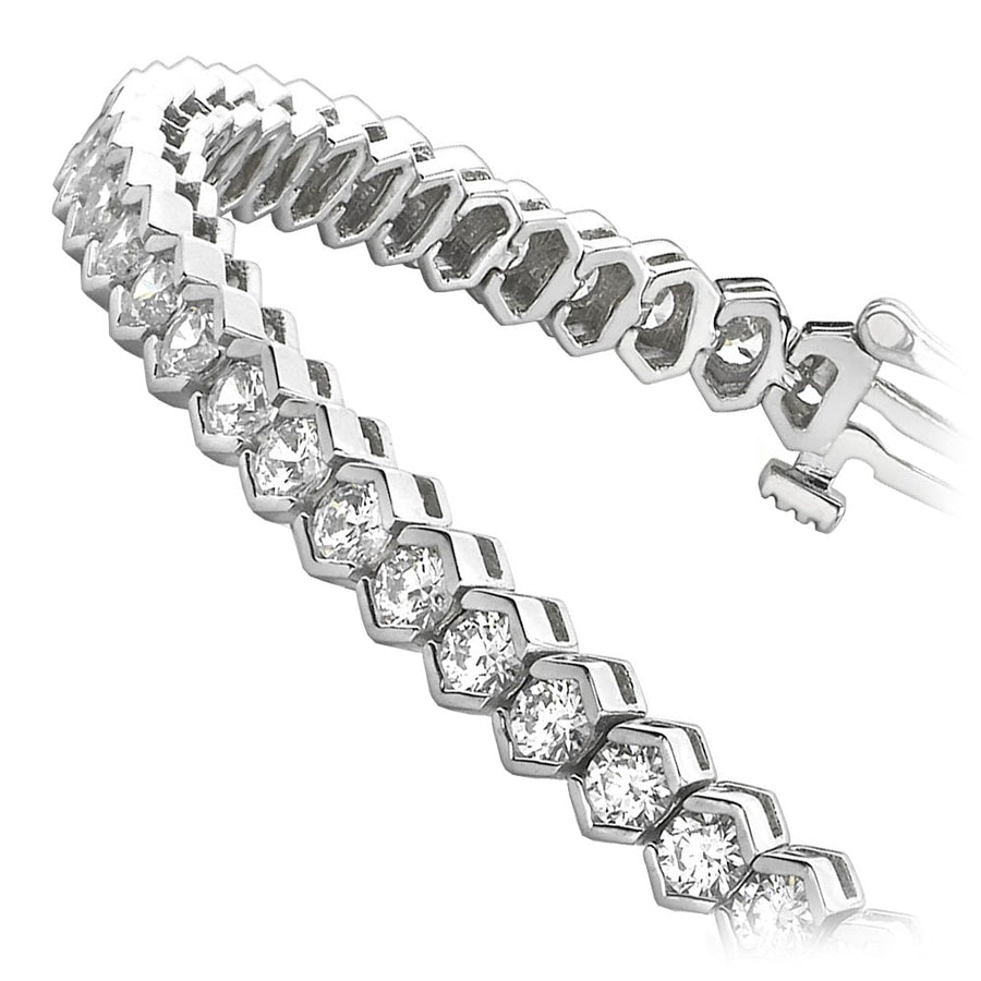 Half Bezel Diamond Tennis Bracelet In White Gold (2 Ctw)