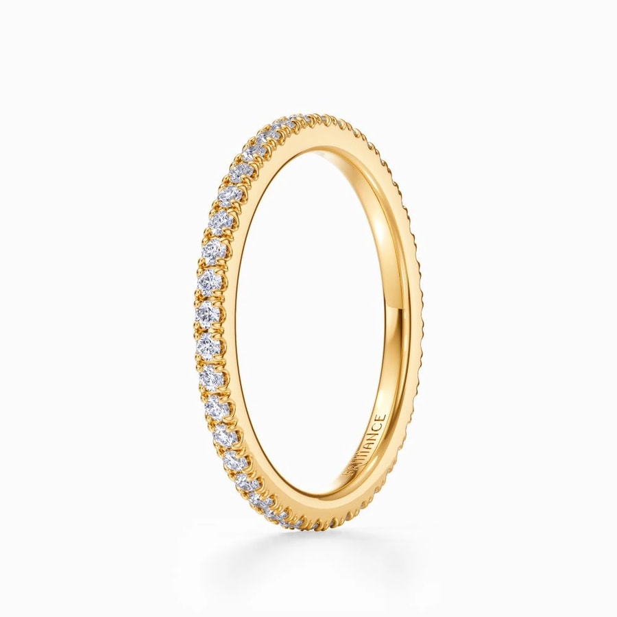 Petite Pave Eternity Ring in Yellow Gold (0.52 Carat)