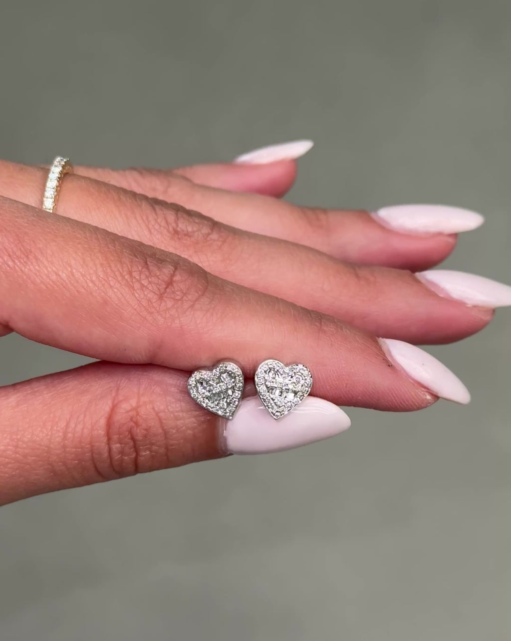 Heart Diamond Stud Earrings