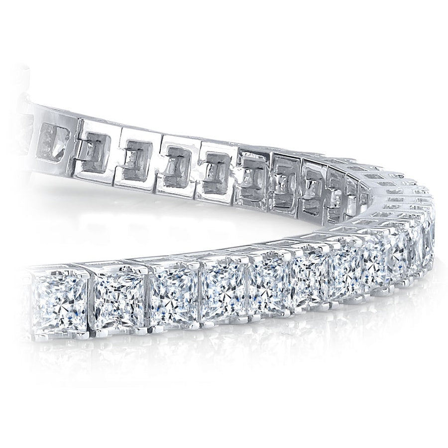 Princess Diamond Line Tennis Bracelet in White Gold (7 1/2 ctw)