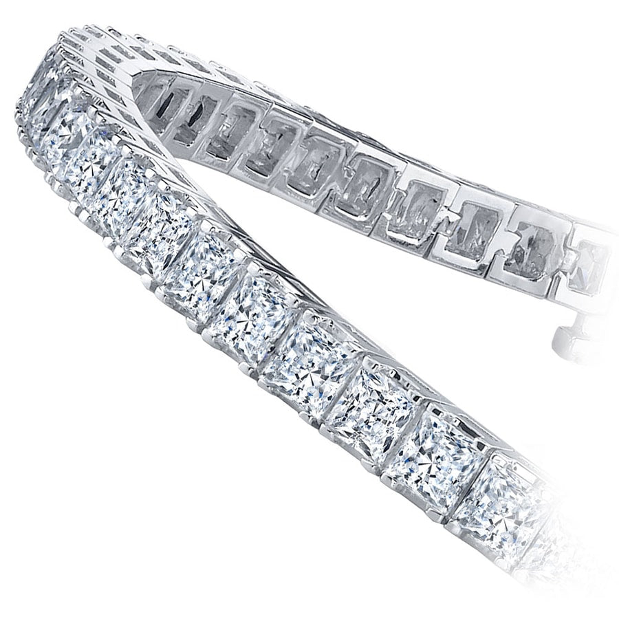 Princess Diamond Line Tennis Bracelet in White Gold (7 1/2 ctw)