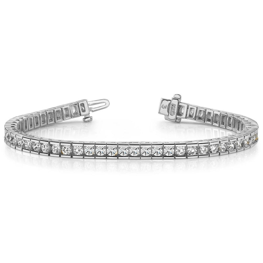 Channel Set Round Diamond Tennis Bracelet In White Gold (2 1/2 Ctw)