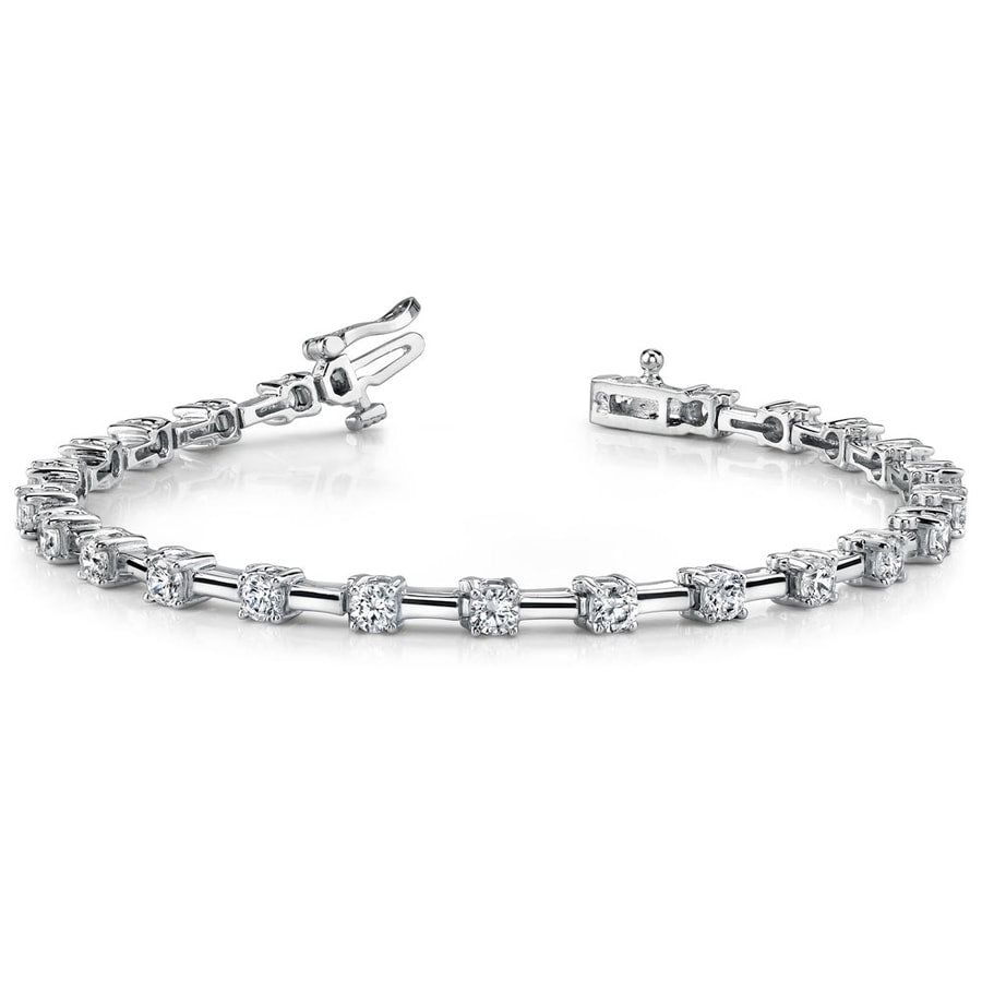 Diamond Link Bracelet In White Gold (Column Link) 1 Ctw