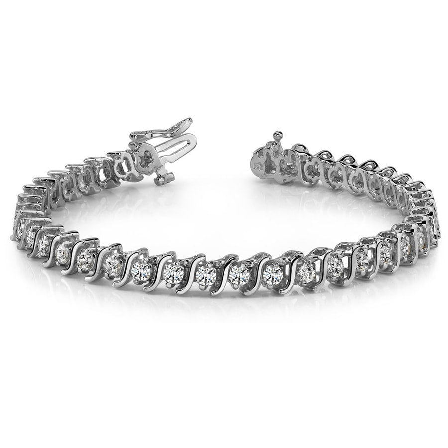 Diamond S link Bracelet In White Gold (2 Ctw)