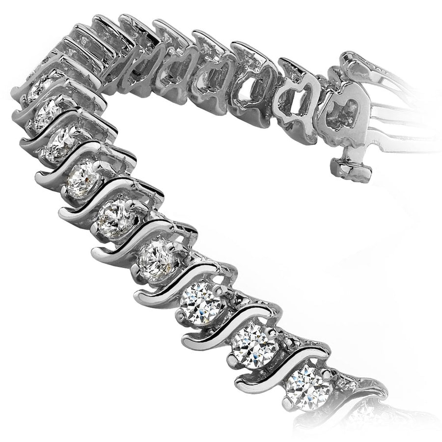 Diamond S link Bracelet In White Gold (2 Ctw)
