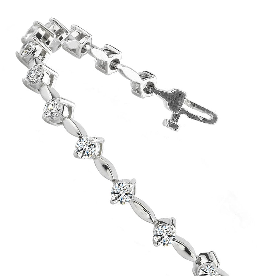 Teardrop Diamond Link Bracelet In White Gold