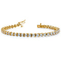 Yellow Gold Diamond Tennis Bracelet (Three Prong) - One Carat