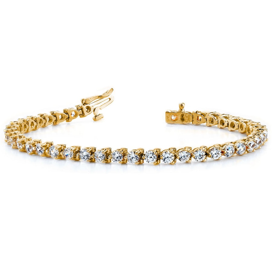Yellow Gold Diamond Tennis Bracelet (Three Prong) - One Carat