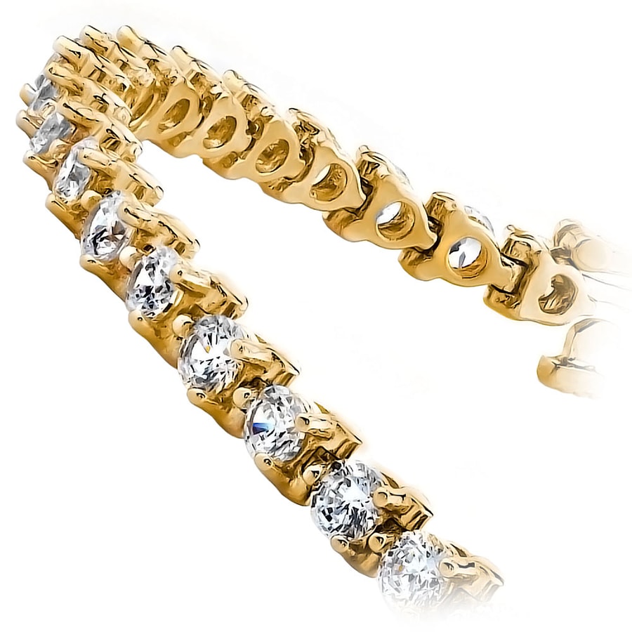 Yellow Gold Diamond Tennis Bracelet (Three Prong) - One Carat