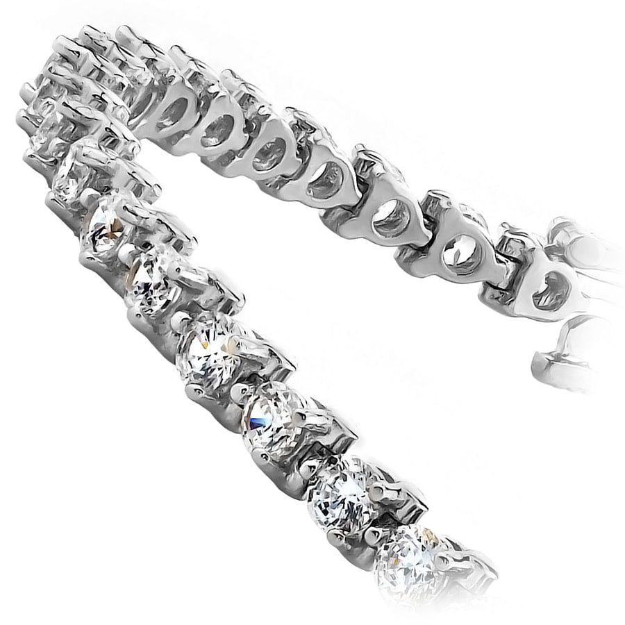 White Gold Three Prong Diamond Tennis Bracelet (2 Ctw)