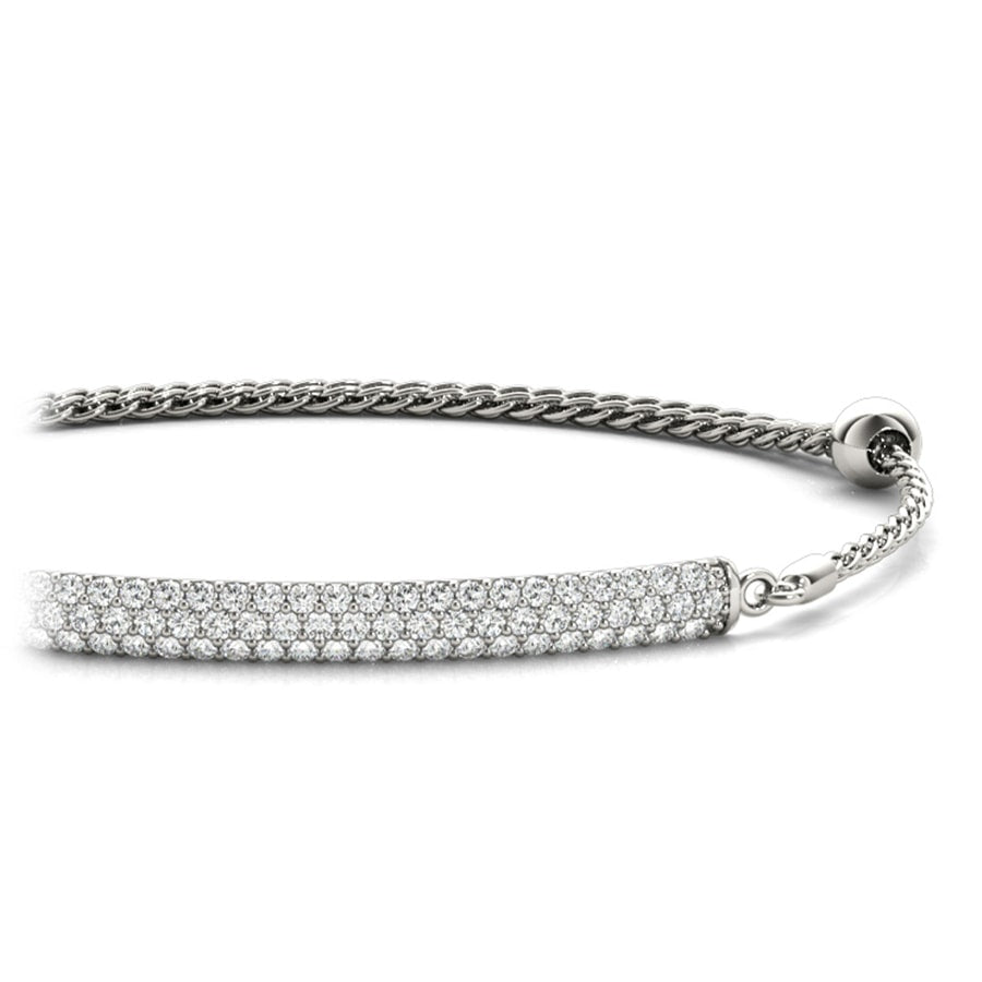 Adjustable Triple Row Diamond Bracelet in White Gold - 3/4 ctw