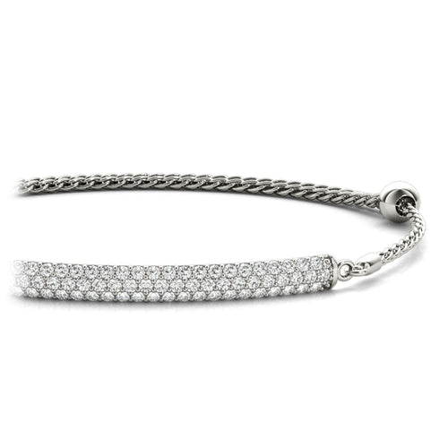 Adjustable Triple Row Diamond Bracelet in White Gold - 3/4 ctw