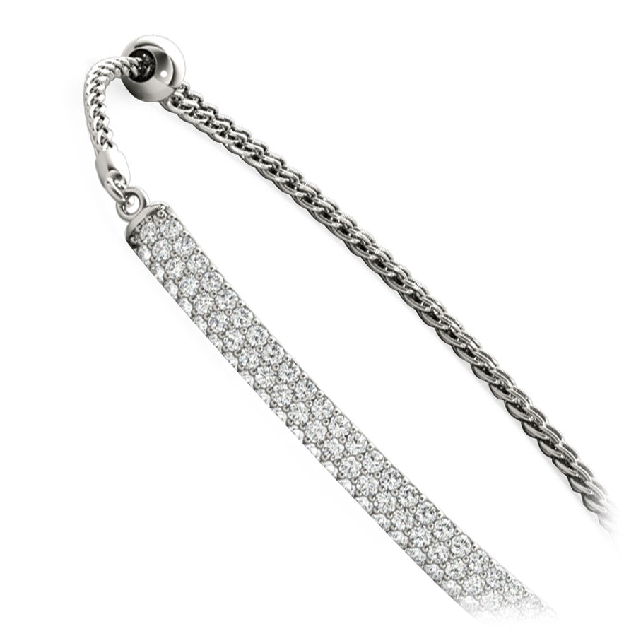 Adjustable Triple Row Diamond Bracelet in White Gold - 3/4 ctw