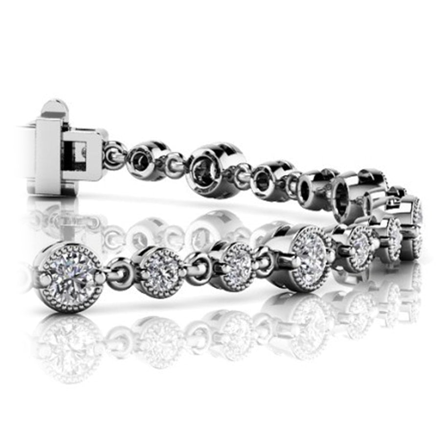 Milgrain Diamond Bracelet in White Gold (2 ctw)