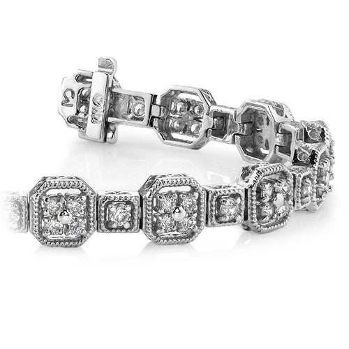 Antique Milgrain Diamond Bracelet In White Gold (2 Ctw)