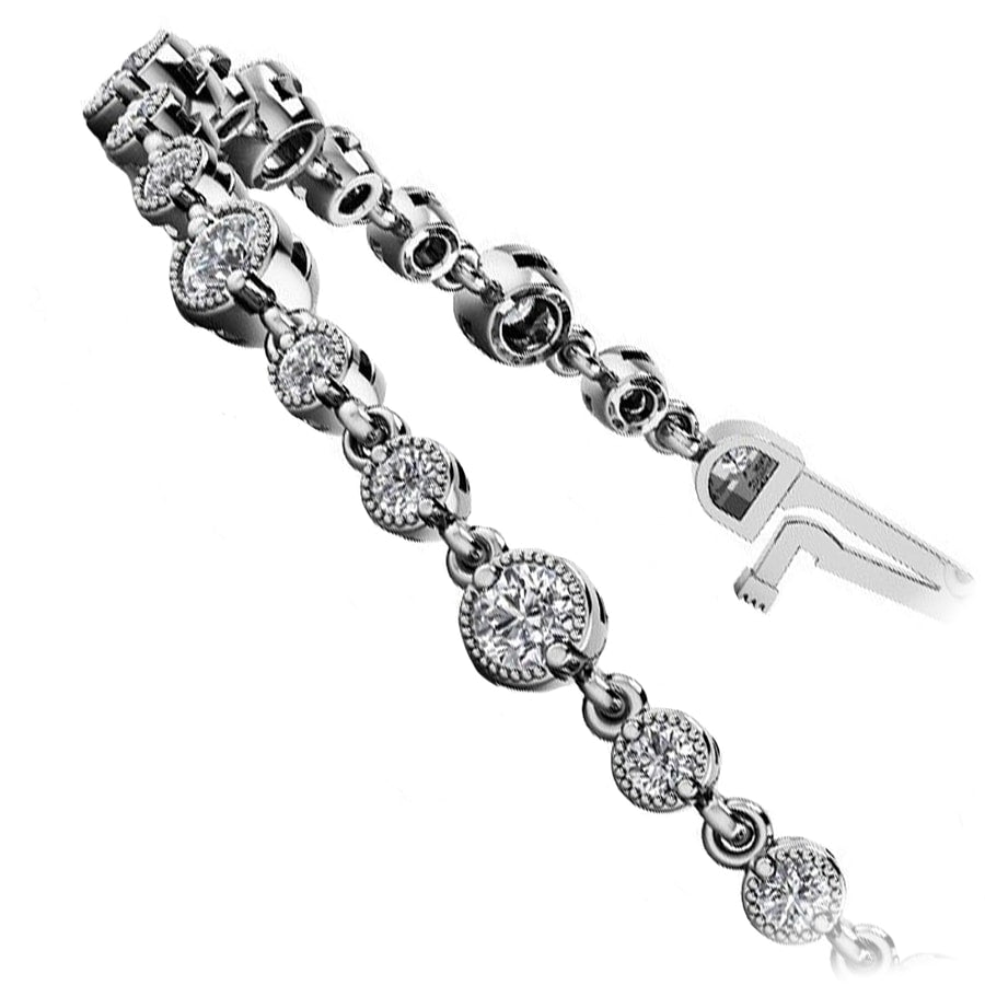 Milgrain Diamond Bracelet in White Gold (2 ctw)