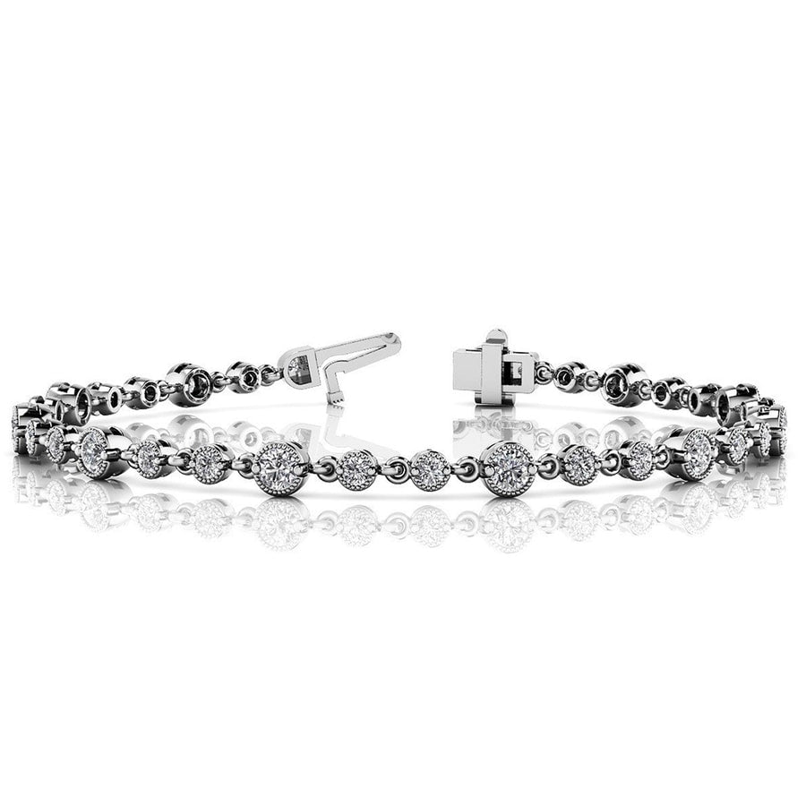 Milgrain Diamond Bracelet in White Gold (2 ctw)