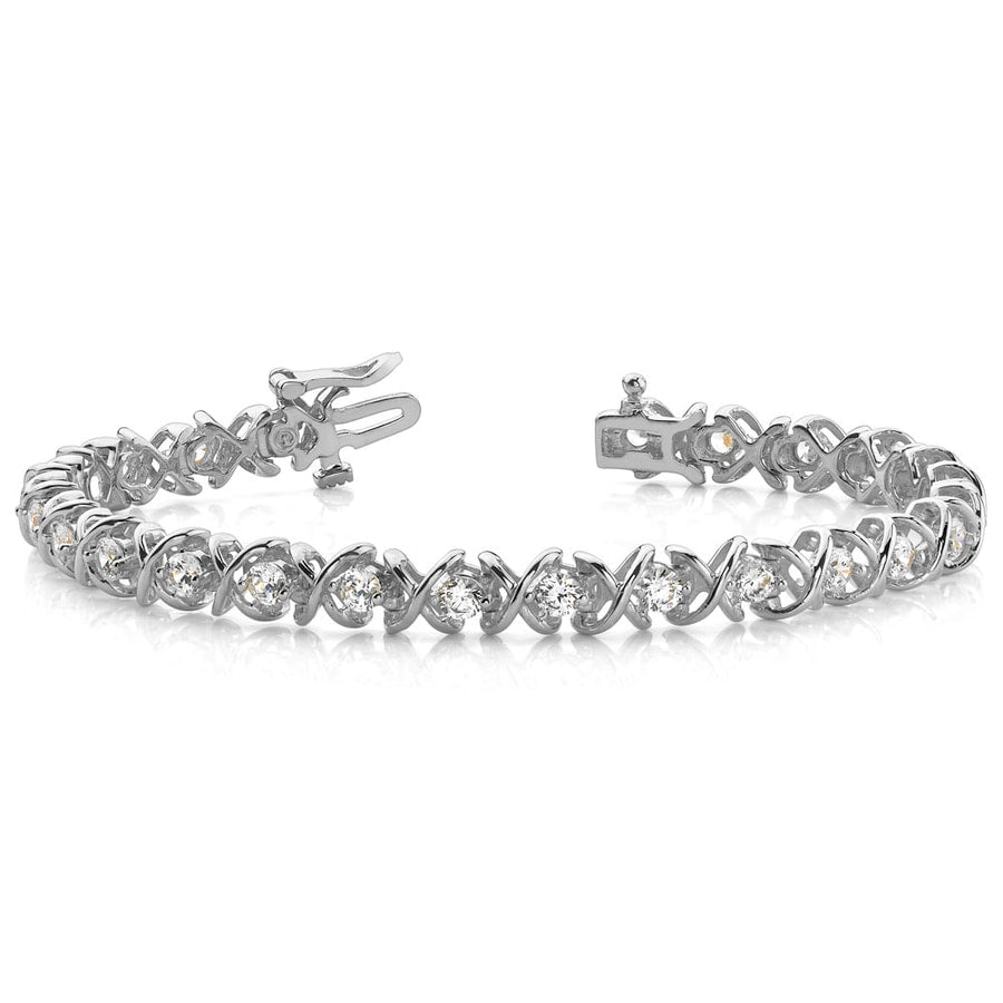 XOXO Diamond Tennis Bracelet In White Gold (1 Ctw)
