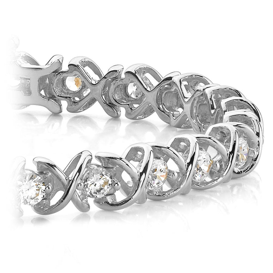 XOXO Diamond Tennis Bracelet In White Gold (1 Ctw)