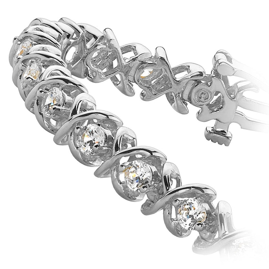 XOXO Diamond Tennis Bracelet In White Gold (1 Ctw)